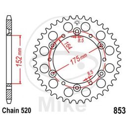 REAR SPROCKET 46 TOOTH 520 SILVER 727.03.28