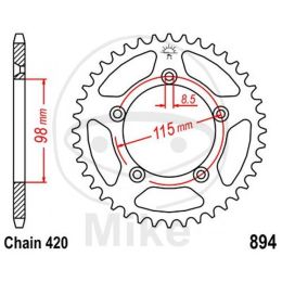 Motorrad hinter kettenrad JT JTR894.48