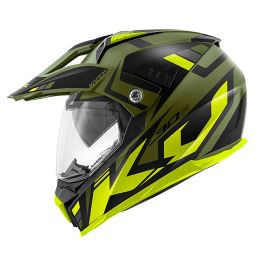 Casco Enduro Dual Road KAPPA KV30 Evo Grayer Verde Militare Nero Giallo