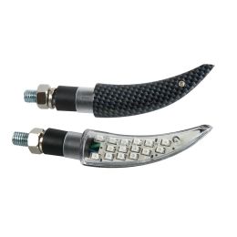 Frecce Lampa moto Katana 12V LED Carbon lente bianca luce arancio