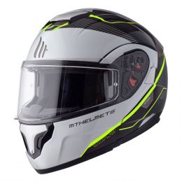 Casque Modulable MT Helmets Atom SV Opened B3 Blanc Noir Jaune Brillant