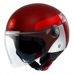 Jet Helmet MT Helmets Street S Inboard C5 Red White Matt