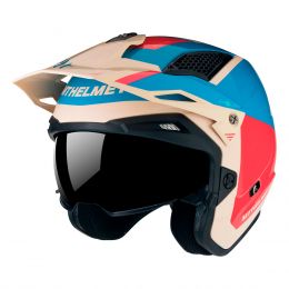 Casque Jet MT Helmets District SV S Analog D7 Beige Bleu Rouge Brillant