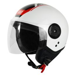 DEMI JET HELM ORIGINE NEON SCOOP SCHWARZ / ROT / WEISS