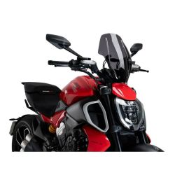 PUIG Adjustable Dark Smoke Naked Windscreen for Ducati Diavel V4