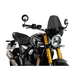 Pare-brise sport nu en fumée noire PUIG homologué ABE pour Triumph