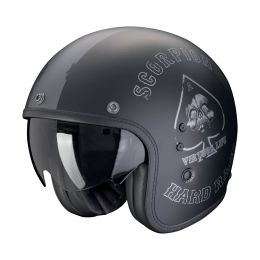 Casco jet cafe racer Scorpion EXO BELFAST EVO Spade nero opaco