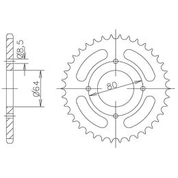 CORONA IN ACCIAIO PASSO 428 - Z 39 DENTI (DIS.00017)