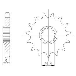 PIGNONE PASSO 520 - Z 14 DENTI (DIS.00520)