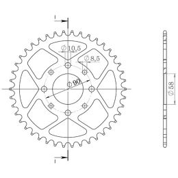 CORONA IN ACCIAIO PASSO 520 - Z 44 DENTI (DIS.10221)