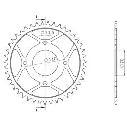 CORONA IN ACCIAIO PASSO 520 - Z 44 DENTI (DIS.10310)