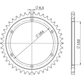 CORONA IN ACCIAIO PASSO 530 - Z 42 DENTI (DIS.12503)
