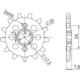 PIGNONE PASSO 520 - Z 14 DENTI (DIS.20305)