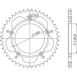 CORONA IN ALLUMINIO PASSO 520 - Z 42 DENTI (DIS.36306)