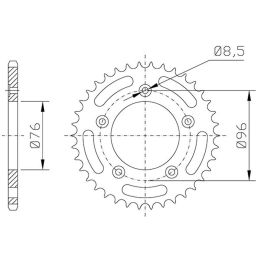 CORONA IN ACCIAIO PASSO 520 - Z 43 DENTI (DIS.44205)