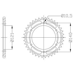 CORONA IN ACCIAIO PASSO 530 - Z 40 DENTI (DIS.44800)