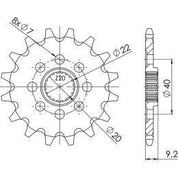 PIGNONE PASSO 520 - Z 14 DENTI (DIS.24310)