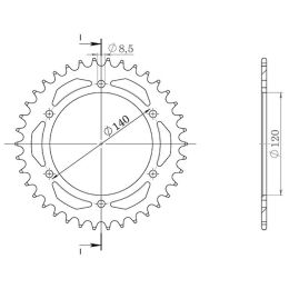 CORONA IN ACCIAIO PASSO 520 - Z 38 DENTI (DIS.10311)
