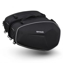 SHAD MOTORCYCLE SIDE BAGS E48 BLACK EXPANDABLE 46/58L