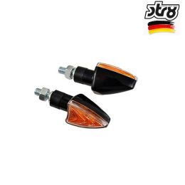 COPPIA FRECCE UNIVERSALI STR8 TRIANGLE CORTO NERO TRASPARENTE OMOLOGATE