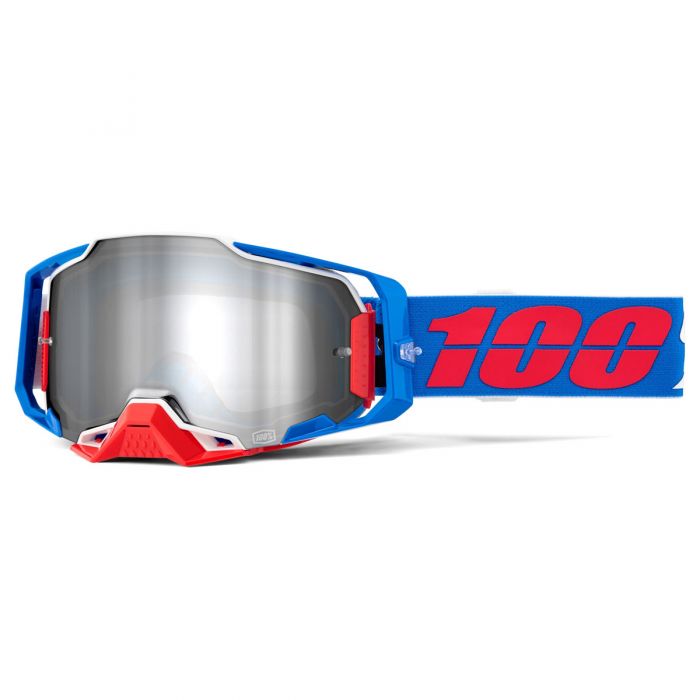 100% 50005-00029 maschera motocross armega ironclad lente specchio argento
