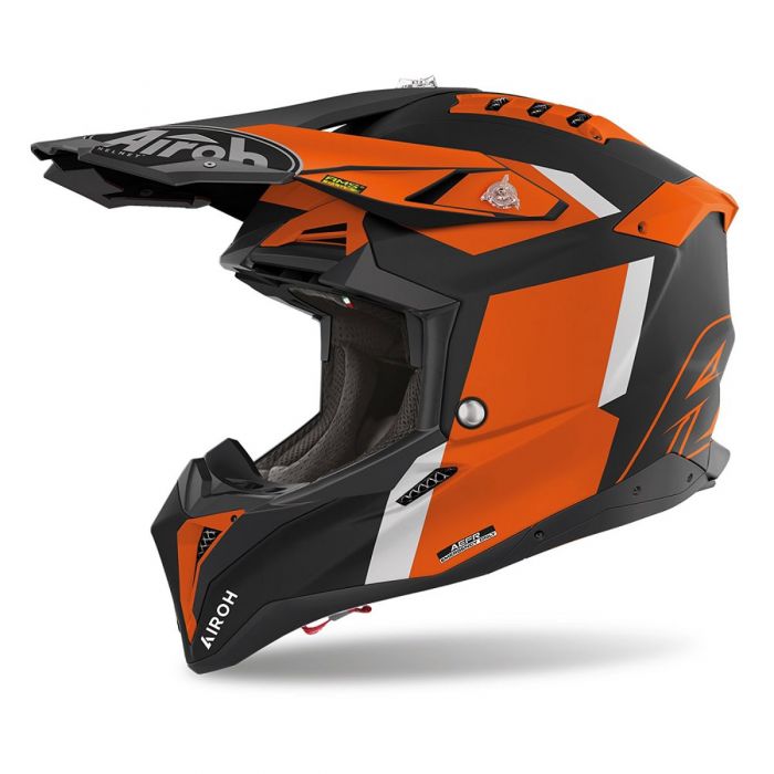 AIROH AV3GL32 casco motocross aviator 3 glory nero arancio opaco