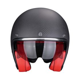 Casco jet cafe racer Scorpion EXO BELFAST EVO CARBON Solid nero rosso