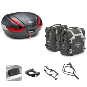 Kit GIVI bauletto V47 borsa CANYON carbon/rosso 47/35L per BMW R GS