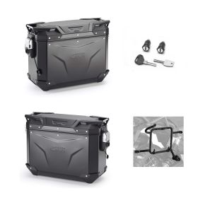 GIVI TREKKER OUTBACK EVO Black Aluminum Side Bag Kit 37L for MORINI X-CAPE MOTORCYCLE