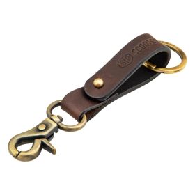 Porte-clés SIP marron/or avec logo en cuir véritable