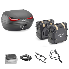 Kit GIVI bauletto SIMPLY IV borsa CANYON nero rosso 45/25L per YAMAHA