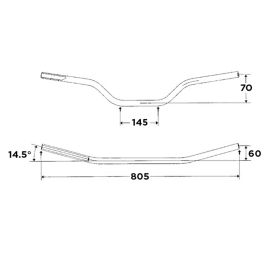 Manubrio conico Wrp in Ergal 7075-T6 anodizzato D. 28,6 mm paracolpi e adattore inclusi