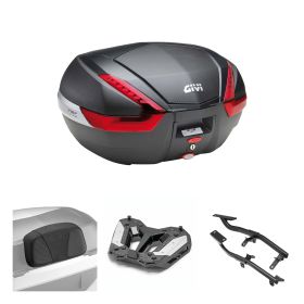 GIVI V47 Valise Top en Carbone Rouge Kit 47L pour ZONTES 703F AVENTURE