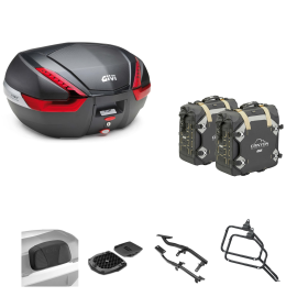 Kit GIVI bauletto V47 borsa CANYON carbon/rosso 47/30L per MOTO GUZZI