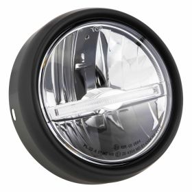 SIP PERFORMANCE LED Round Headlight 130 mm 12V CNC Aluminum Black European Approval