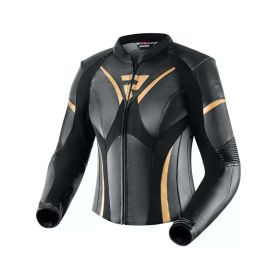Giacca moto donna in pelle REBELHORN REBEL nera/oro