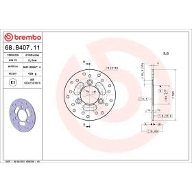 Disque frein fixe BREMBO 68B40711 série or acier inoxydable D.160 épaisseur 4 mm 3 trous