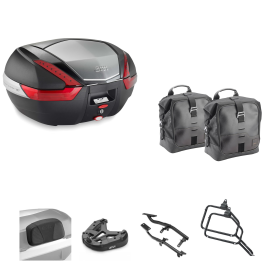 Kit GIVI bauletto V47 borsa CORIUM nero rosso 47/16L per YAMAHA MT09