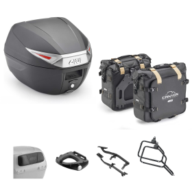 GIVI C30 TECH Topcase Kit CANYON Schwarz Rauch 30/25L für SUZUKI DL V STROM
