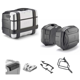 Kit GIVI bauletto valigia TREKKER LITE alluminio grigio/nero 46/35L per BMW R GS