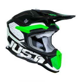 Casco Motocross JUST1 J18F HEXA verde fluo/nero/bianco