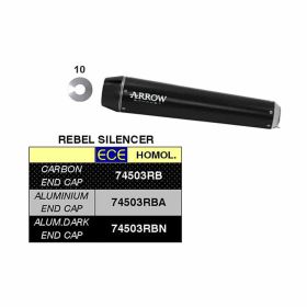 ARROW Rebel Slip-On Rennsportauspuff mit Carbon-Endkappe und Anschluss für Yamaha SCR 950