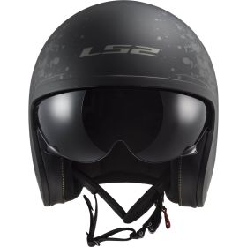 Jet Helmet LS2 OF599 SPITFIRE II Black Flag Matte Titanium