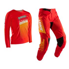 LEATT Moto 3.5 Ride Kinder Set Rot Gelb Trikot und Hose