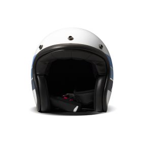 Jet Helm Cafe Racer DMD RETRO Olympus Weiß Blau Glanz