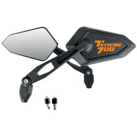 Straßen Schwarz Spiegel Paar mit Orange YAMAHA TENERE 700 Logo