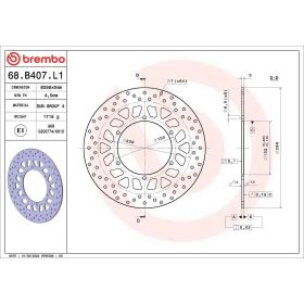 Disque de frein fixe BREMBO 68B407L1 Gold Series D.298 Épaisseur 5mm 6 trous pour YAMAHA
