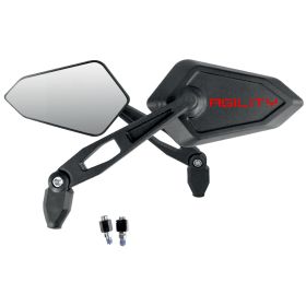Schwarzes Street Mirror Paar mit rotem KYMCO AGILITY 125 R16 Logo