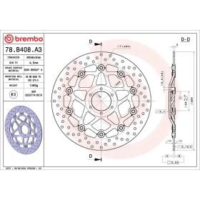BREMBO floating brake disc 78B408A3 gold series D.296 thickness 5mm 6 holes for HONDA