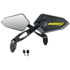 Schwarzes Street Mirror Paar mit gelbem KYMCO PEOPLE S 125 Logo